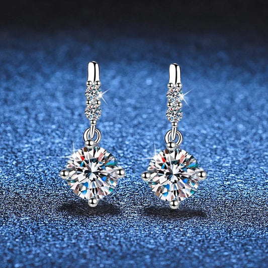 Colored Round Moissanite Stud Earrings in 925 Sterling Silver
