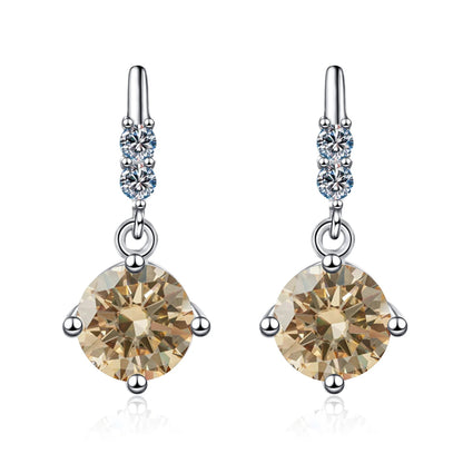 Colored Round Moissanite Stud Earrings in 925 Sterling Silver