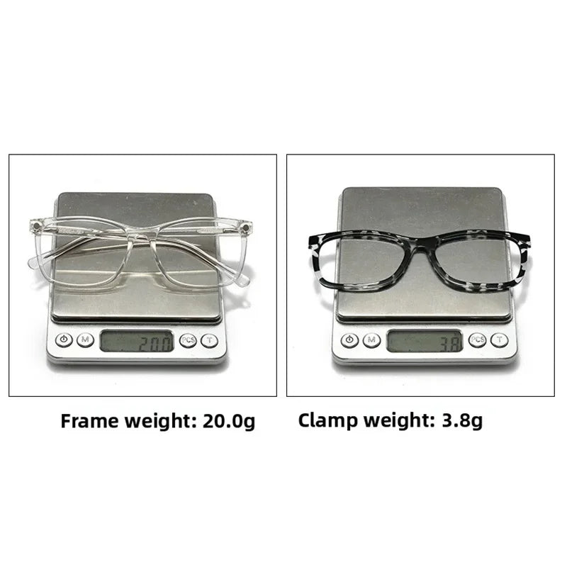 1 Frame+5 Clips Decorative Glasses Anti-Blue Light Myopia Can Be Matched Prescription Glasses Pin Frame Square Classic Glasses