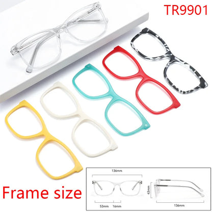 1 Frame+5 Clips Decorative Glasses Anti-Blue Light Myopia Can Be Matched Prescription Glasses Pin Frame Square Classic Glasses
