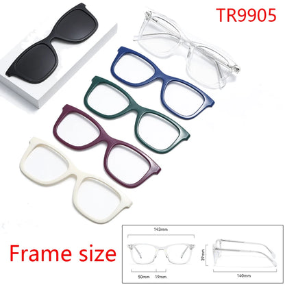 1 Frame+5 Clips Decorative Glasses Anti-Blue Light Myopia Can Be Matched Prescription Glasses Pin Frame Square Classic Glasses